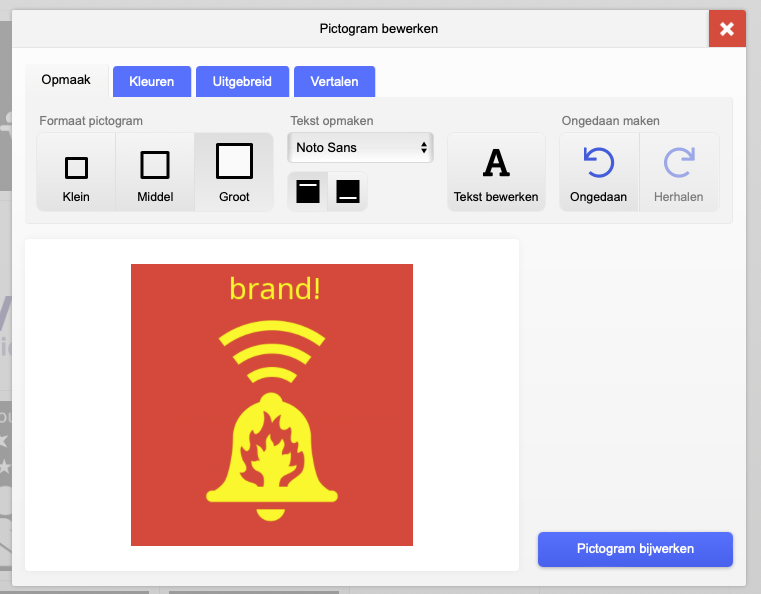 pictogram brandalarm